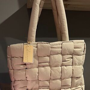 Vintage Havana Beige Quilted Tote